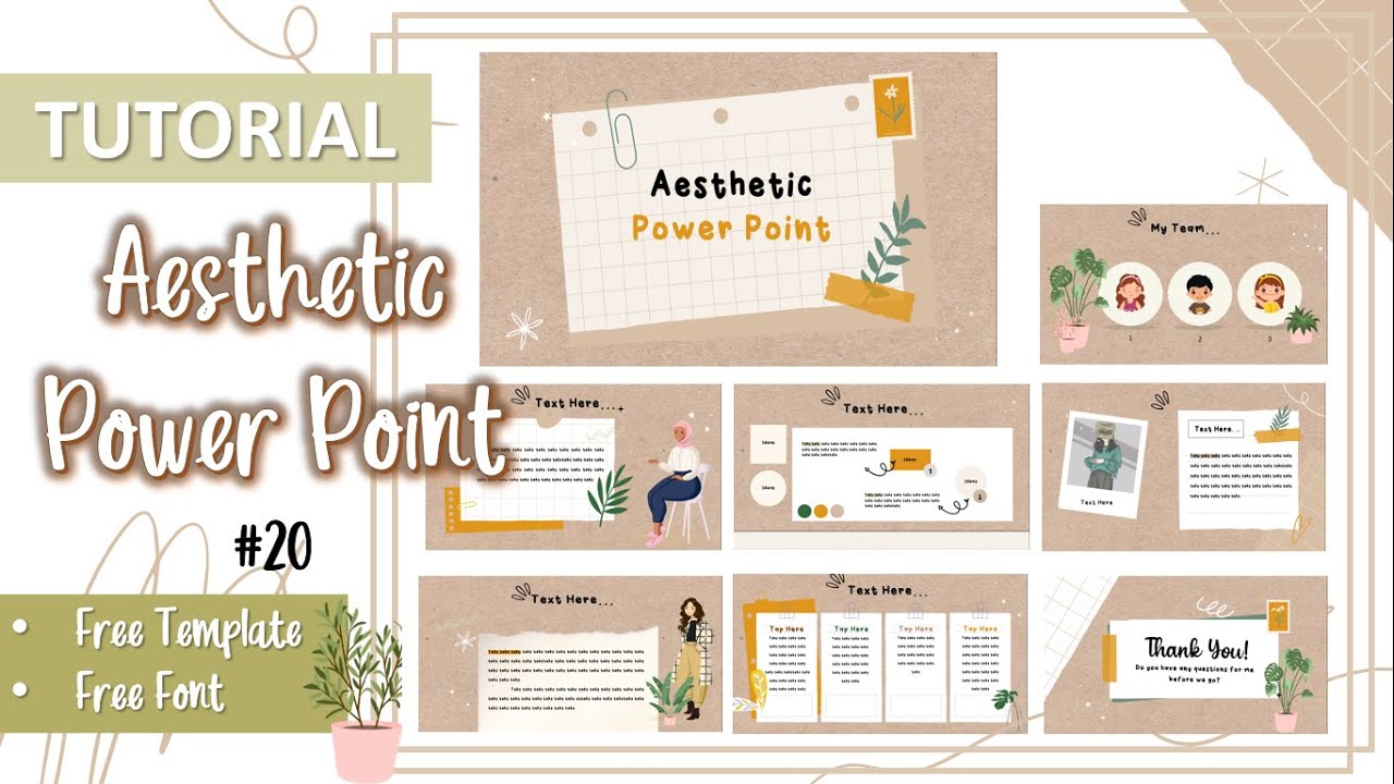 Membuat Aesthetic PPT #20 | Free template | Template ppt aesthetic | power point aesthetic