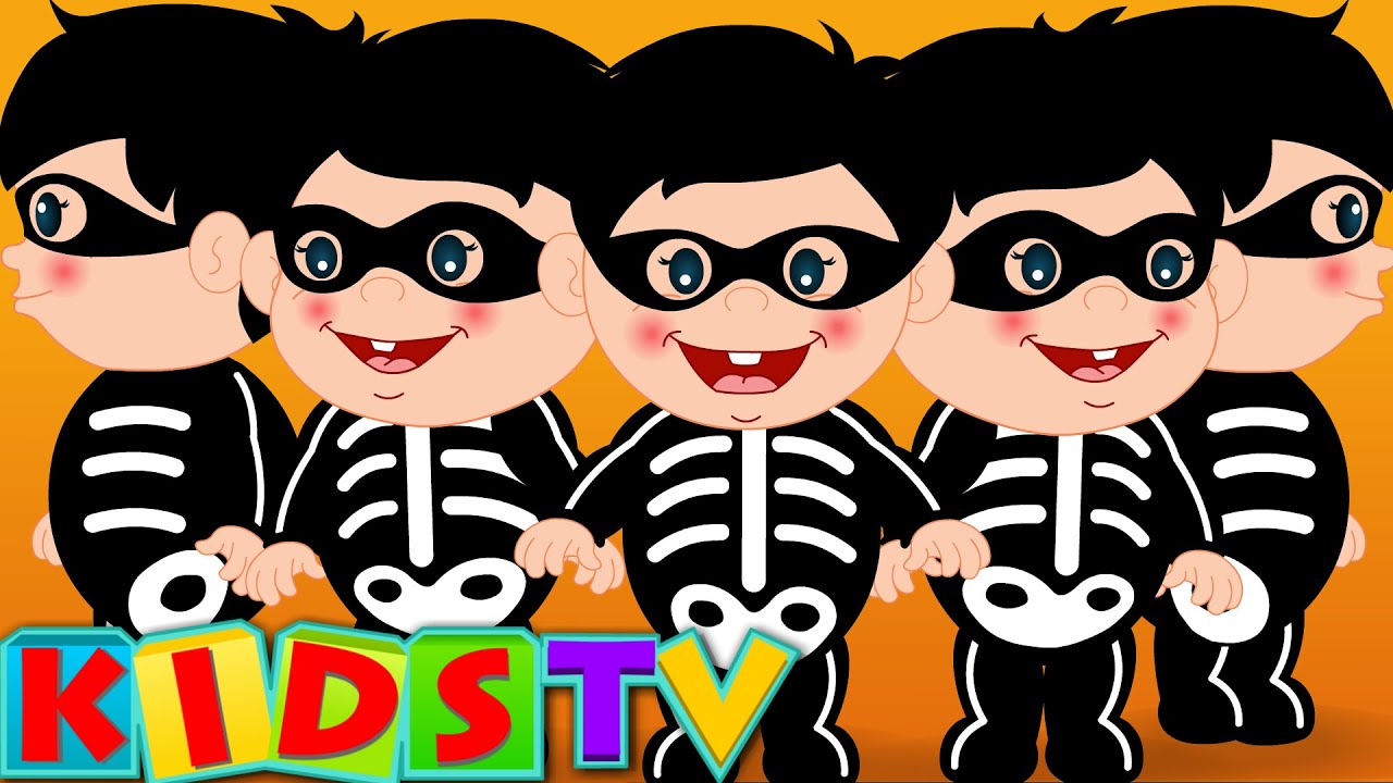 Five Little Skeletons | Skeleton Dance Halloween Song | Kids Tv Nursery Rhymes