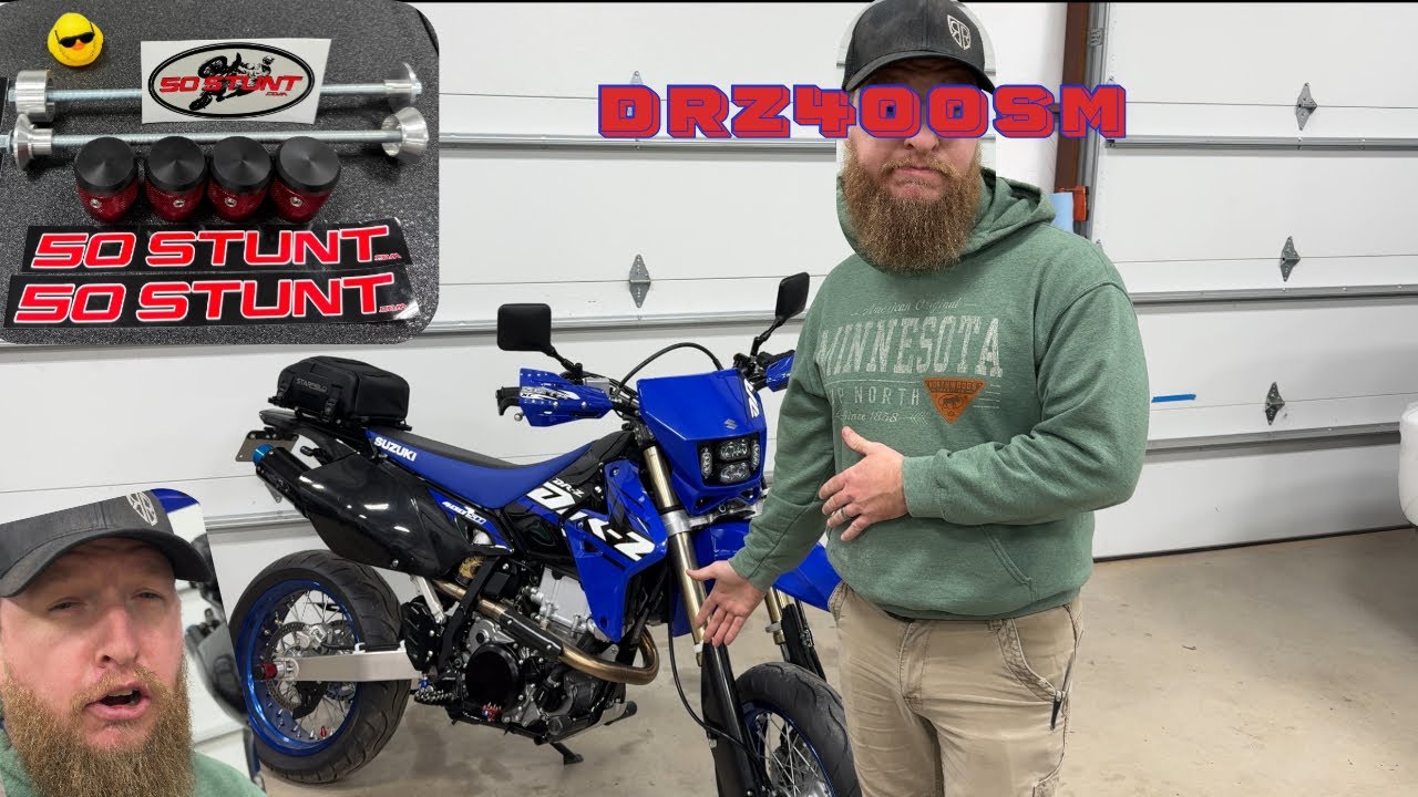 50 Stunt Sliders, Suzuki DRZ400SM Part 1 (Stubby Sliders 1.25”)