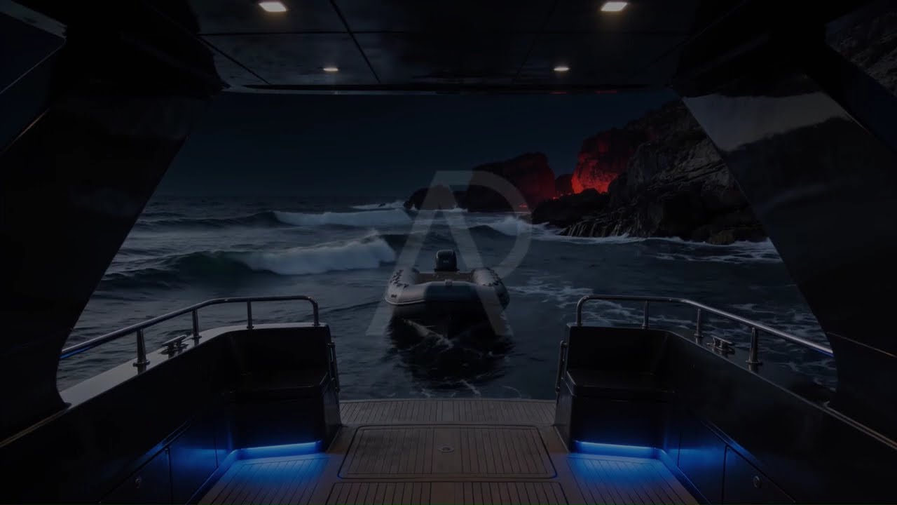 🌊 A Stern Wake • Nighttime Yacht Ambience Near a Rocky Coastline • Best on Repeat
