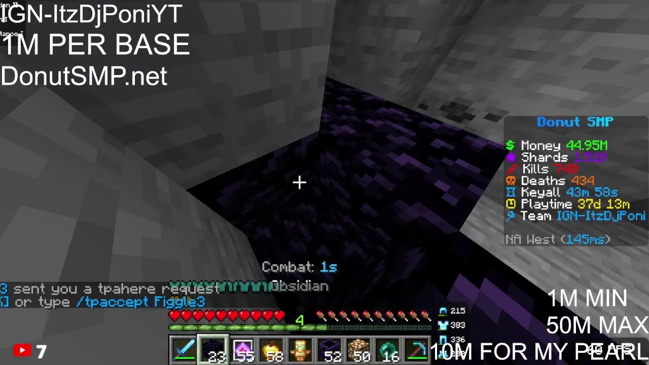 🔴donut smp live rating bases 1m per base gambling and auctions 5M 🔴