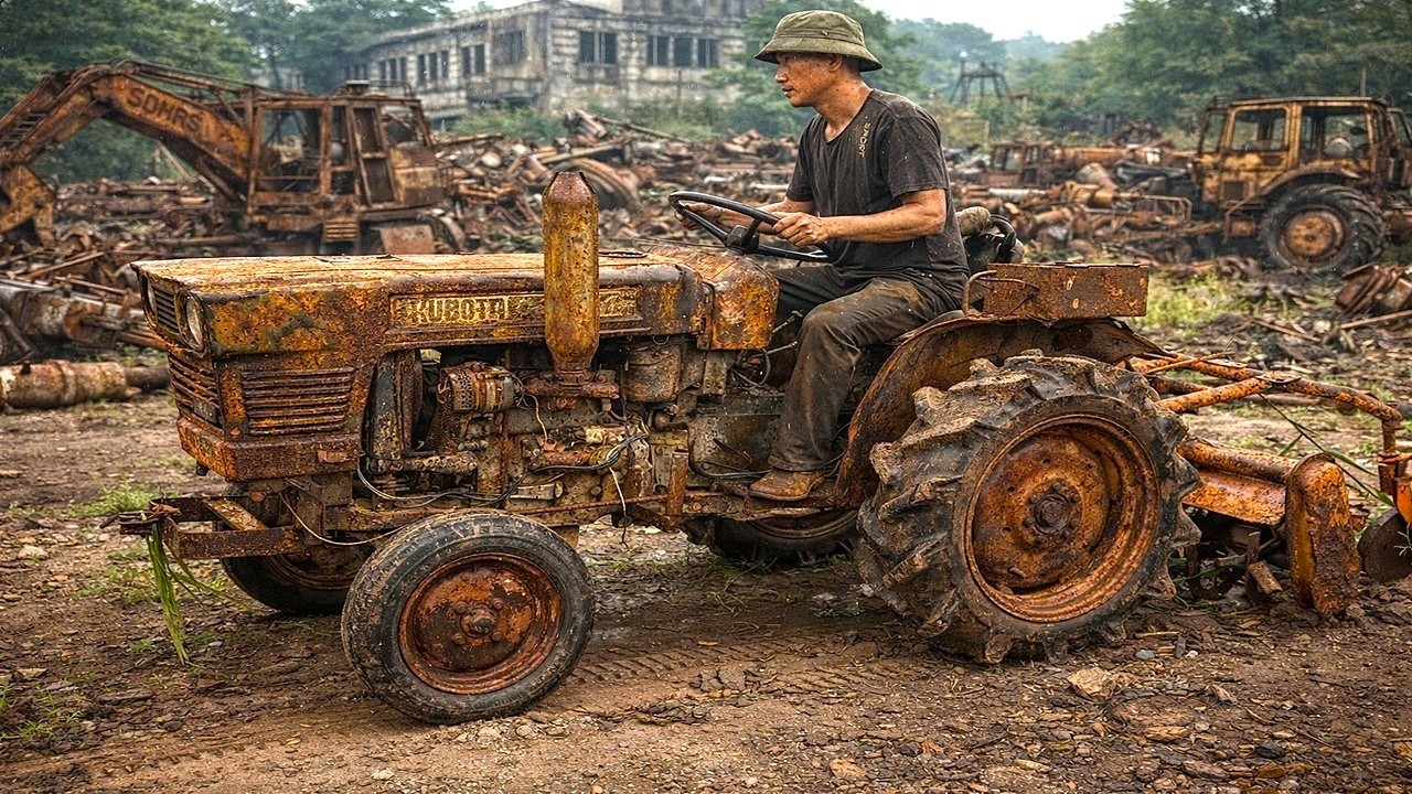 Genius Restores a Totally Destroyed Kubota Tractor| Extreme Restoration of a Severely Rusted Machine