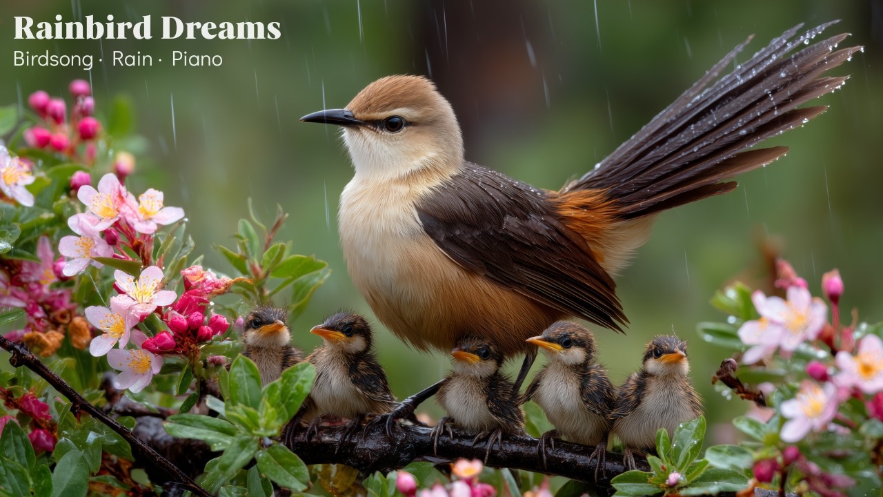 Rain and Birds 🌧️🦜 with Gentle Piano Music 🎹 | Let Stress Melt Away