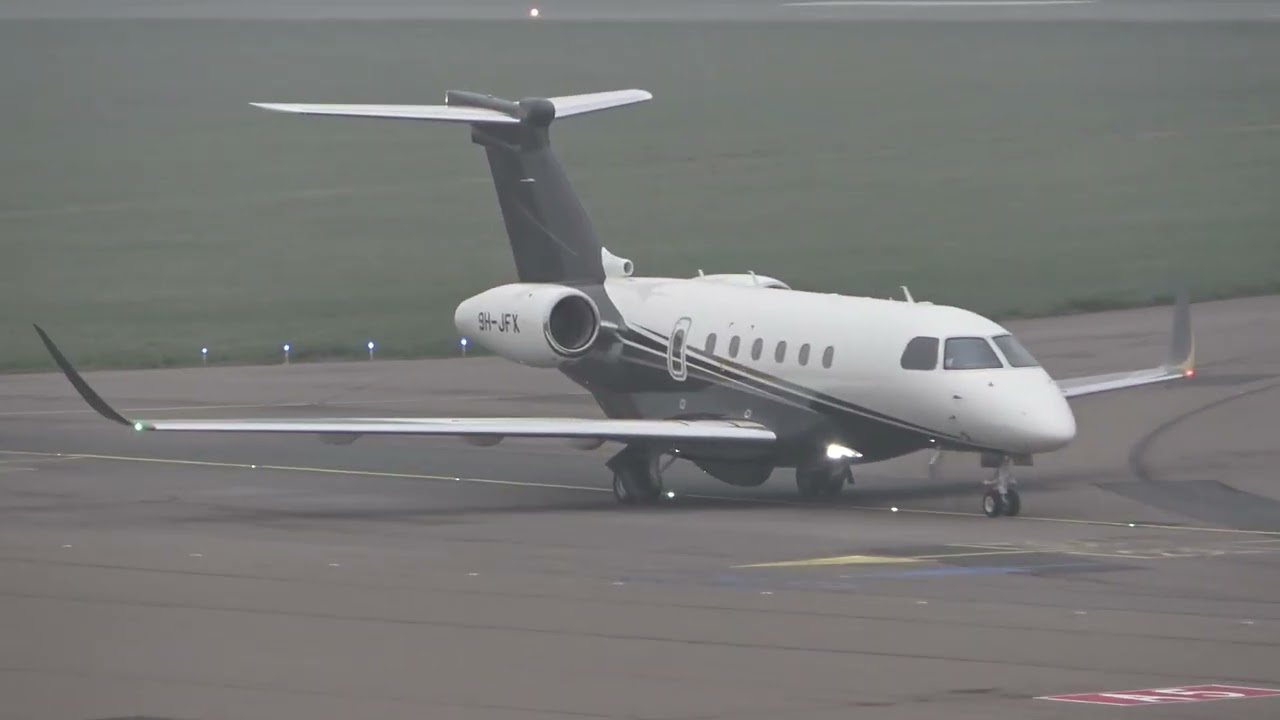 Flexjet Embraer Praetor 600 arriving  at London- Luton on a foggy afternoon. #embraer #london-luton