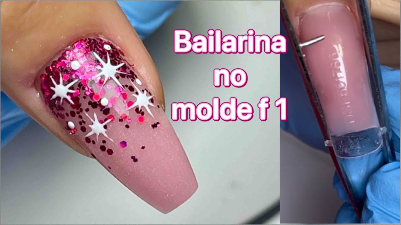 Bailarina no molde f 1 com polygel /polygel passo a passo/unhas para o natal