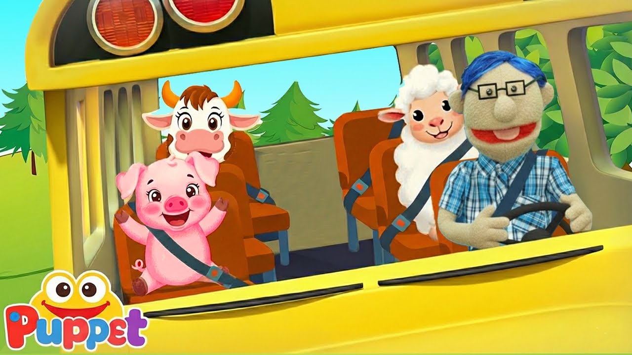 As Rodas do Ônibus 🚌 | Puppet Canções Infantis 🌟 | Versão com Animais da Fazenda 🐮🐷🐔