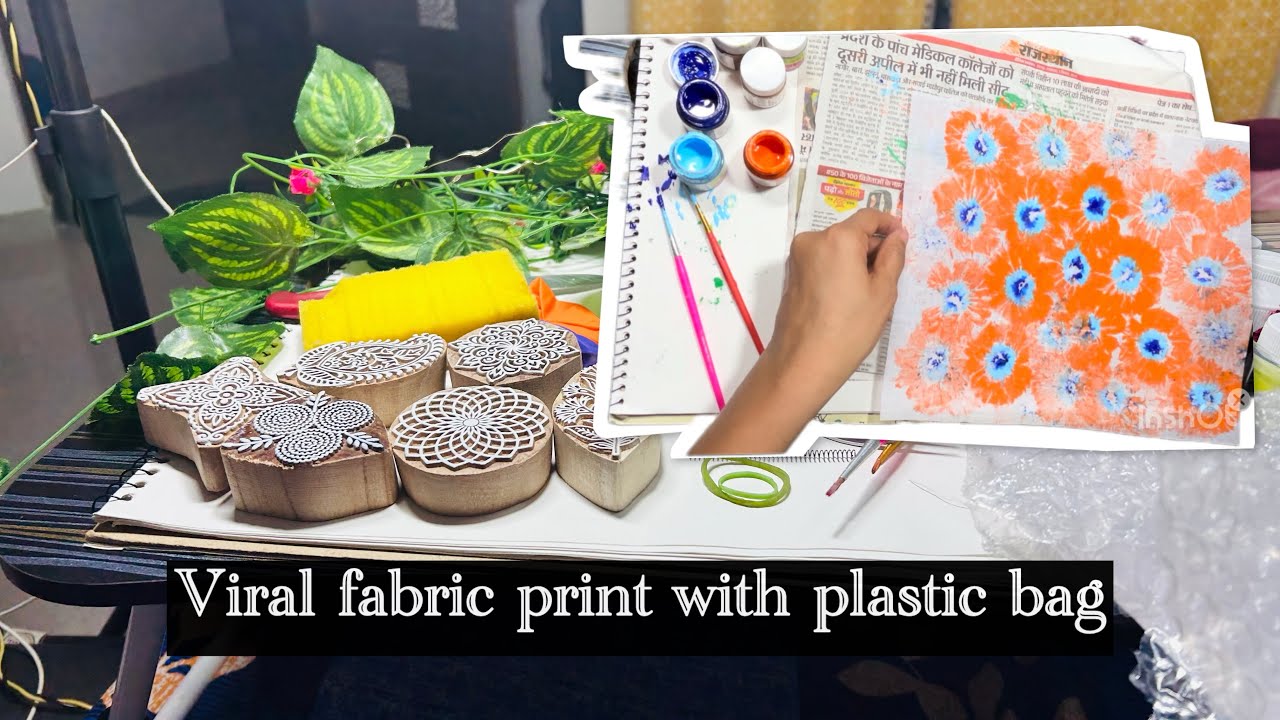 Viral Fabric print at home with water plastic bag || DIY #diy #handpainted #clothing #fashion 