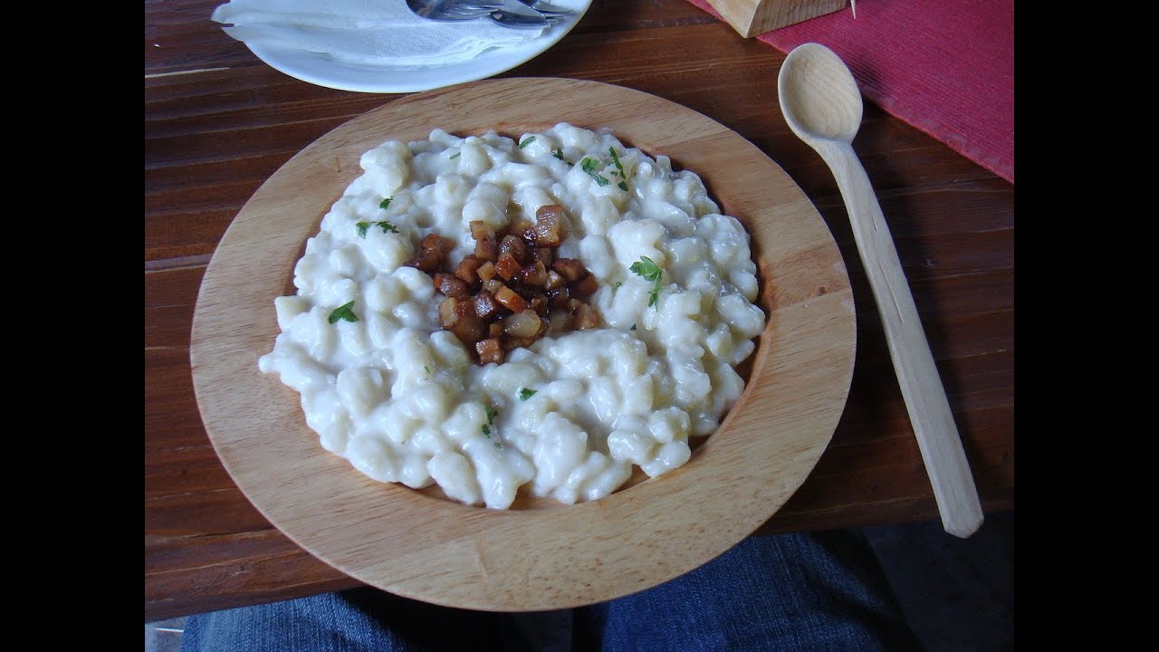 Potato dumplings with sheep-cow cheese(bryndza) and bacon ft .bryndzove halusky a.k.a(hah-loosh-kee)