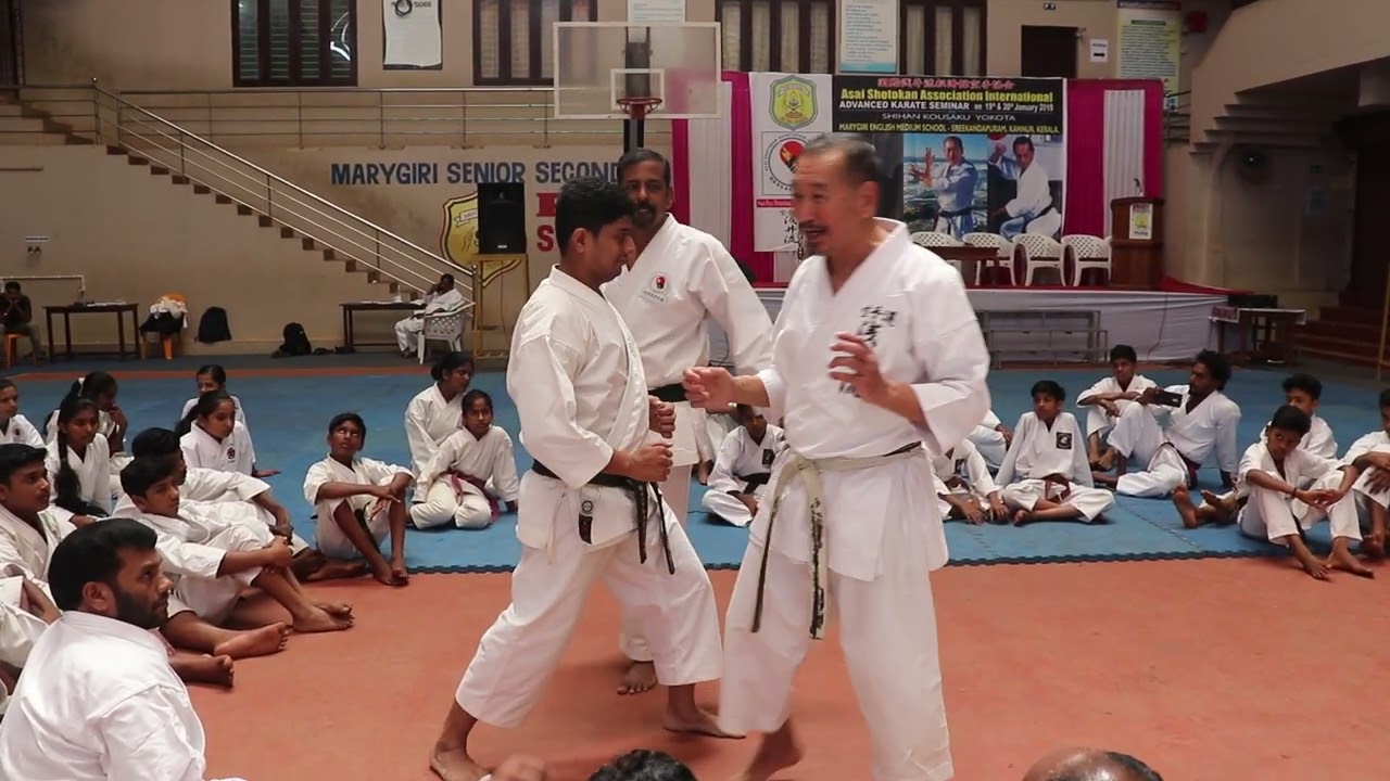 Kumite: 1.5 tempo technique step back in angle against Chudan oizuki and Mae geri: Kerala seminar