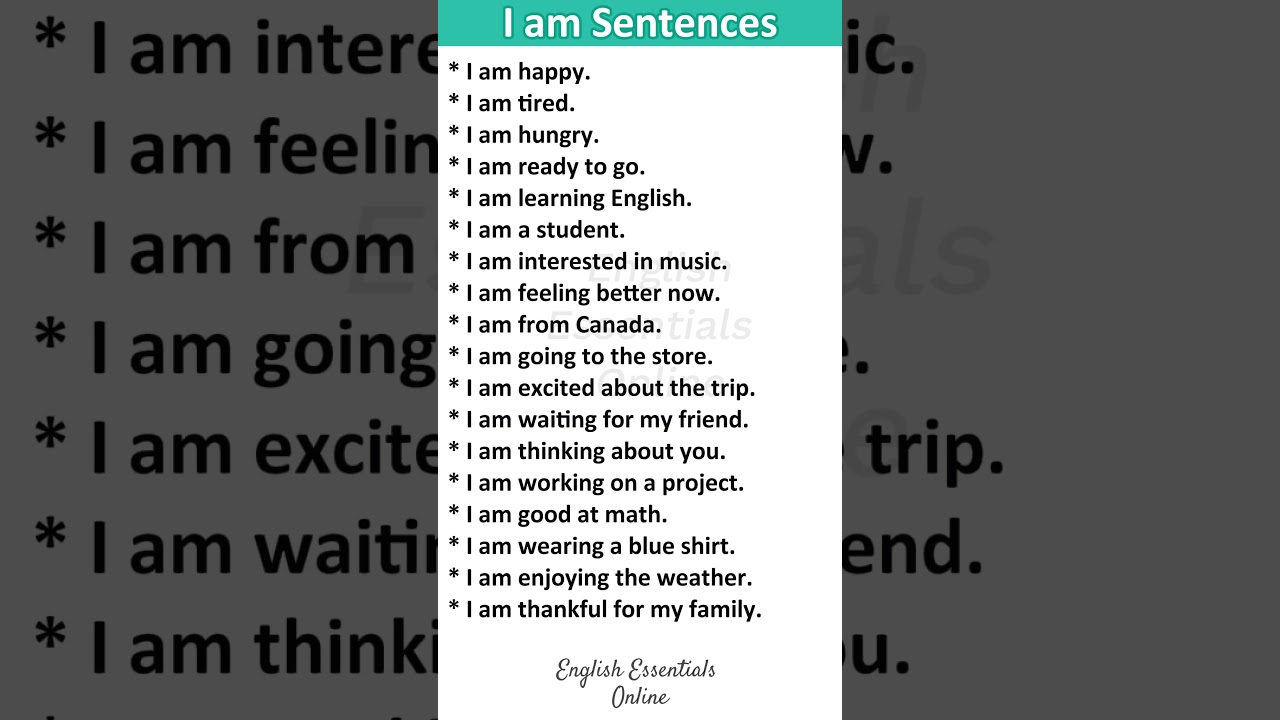 I AM Sentences | English Speaking Practice | Learn English