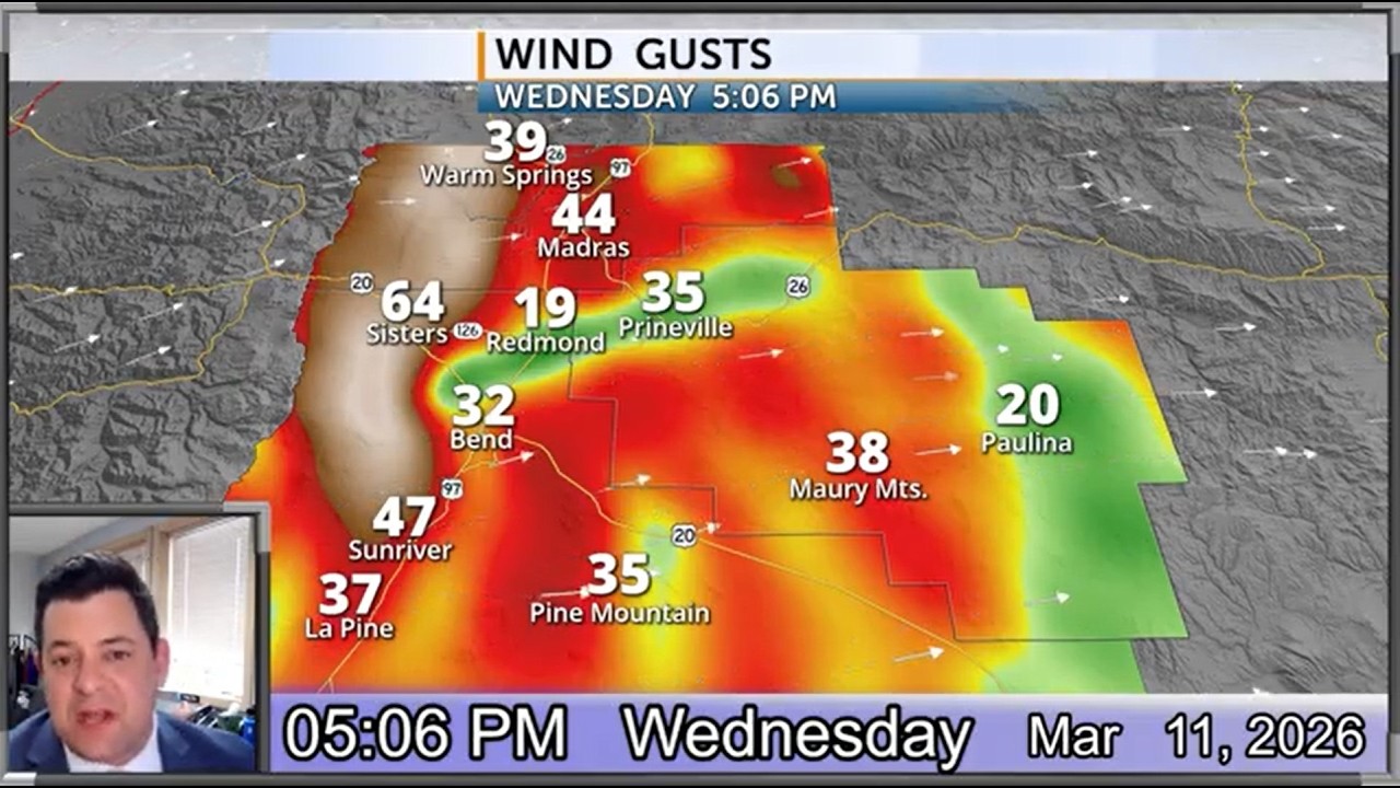 Gusty winds, some showers and seasonal temperatures through Friday for Central Oregon