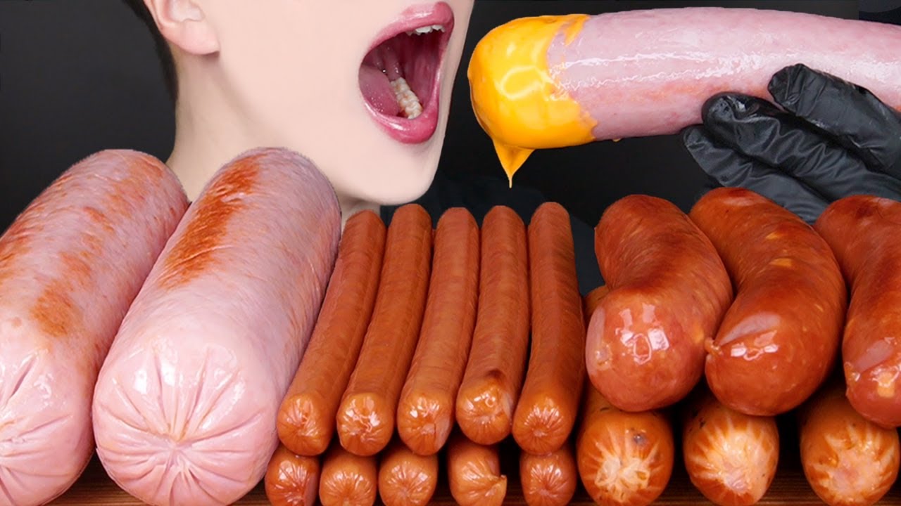 ASMR GIANT SAUSAGE CHEESY MUKBANG COOKING 대왕 소세지 먹방 辛い スパム ソーセージ チーズ 咀嚼音 モッパン Sosis EATING SOUNDS