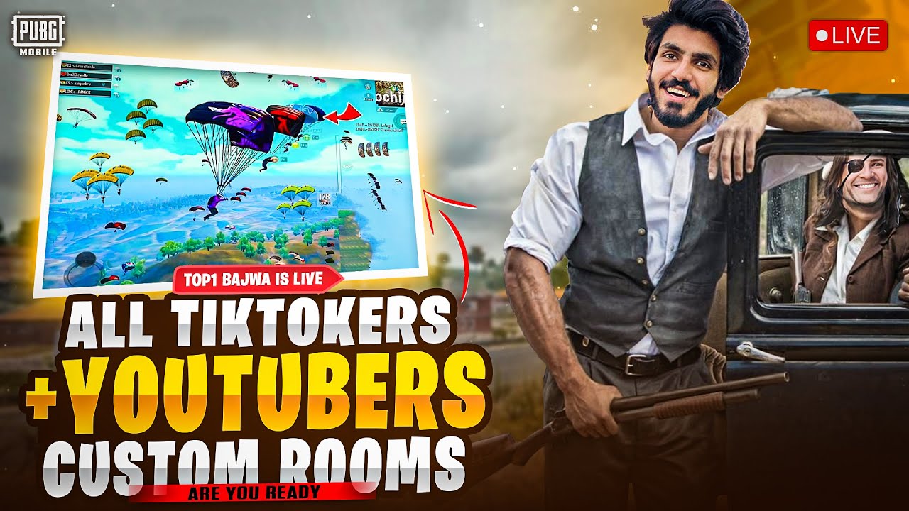 AJJ SMUK OP AND CRUISER OP K SATH ALL FAMOUS TIKTOKERS + YOUTUBER CUSTOM ROOMS | TOP 1 BAJWA IS LIVE