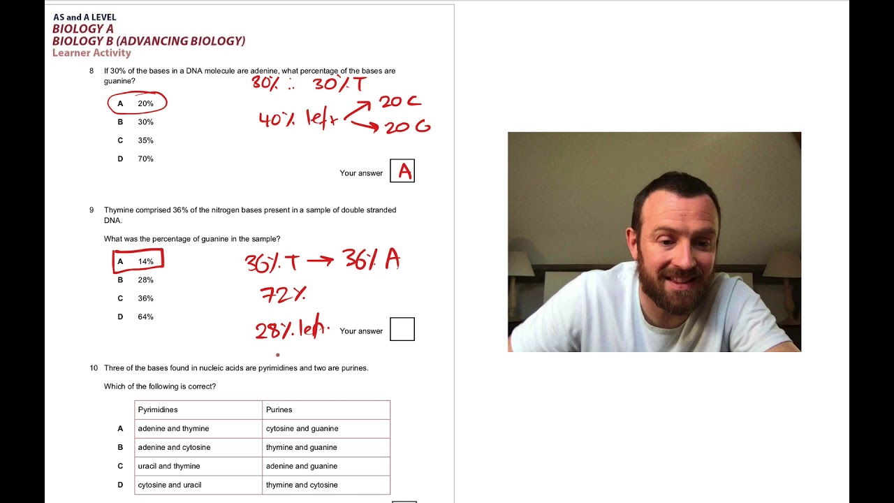 DNA multiple choice (OCR A Level Biology 2.3)