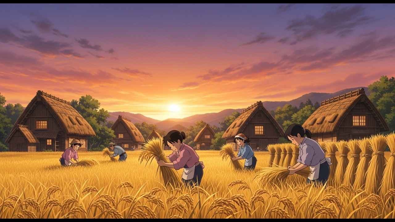 Risveglio nel Villaggio tra le Risaie e la Tranquillità della Vita Rurale | Stile Ghibli