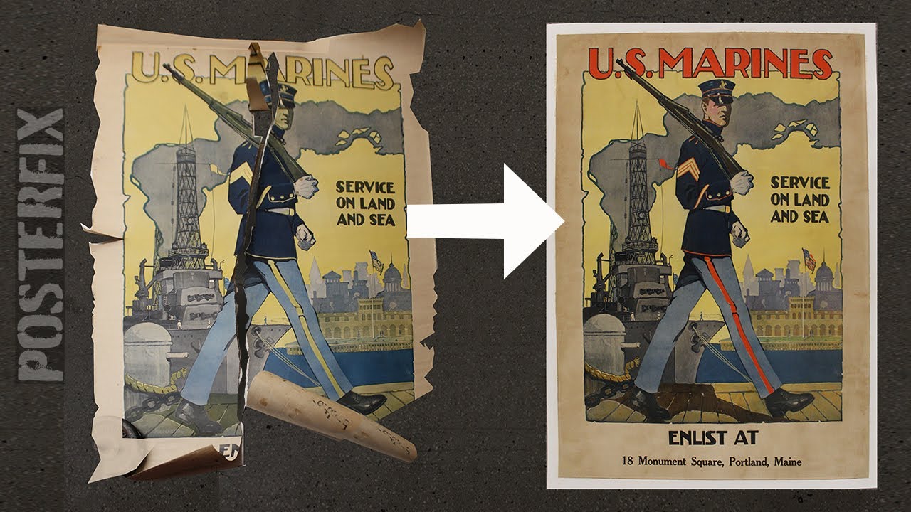RESTORING - U.S. Marines - Sidney Riesenberg 1917 Poster Fix