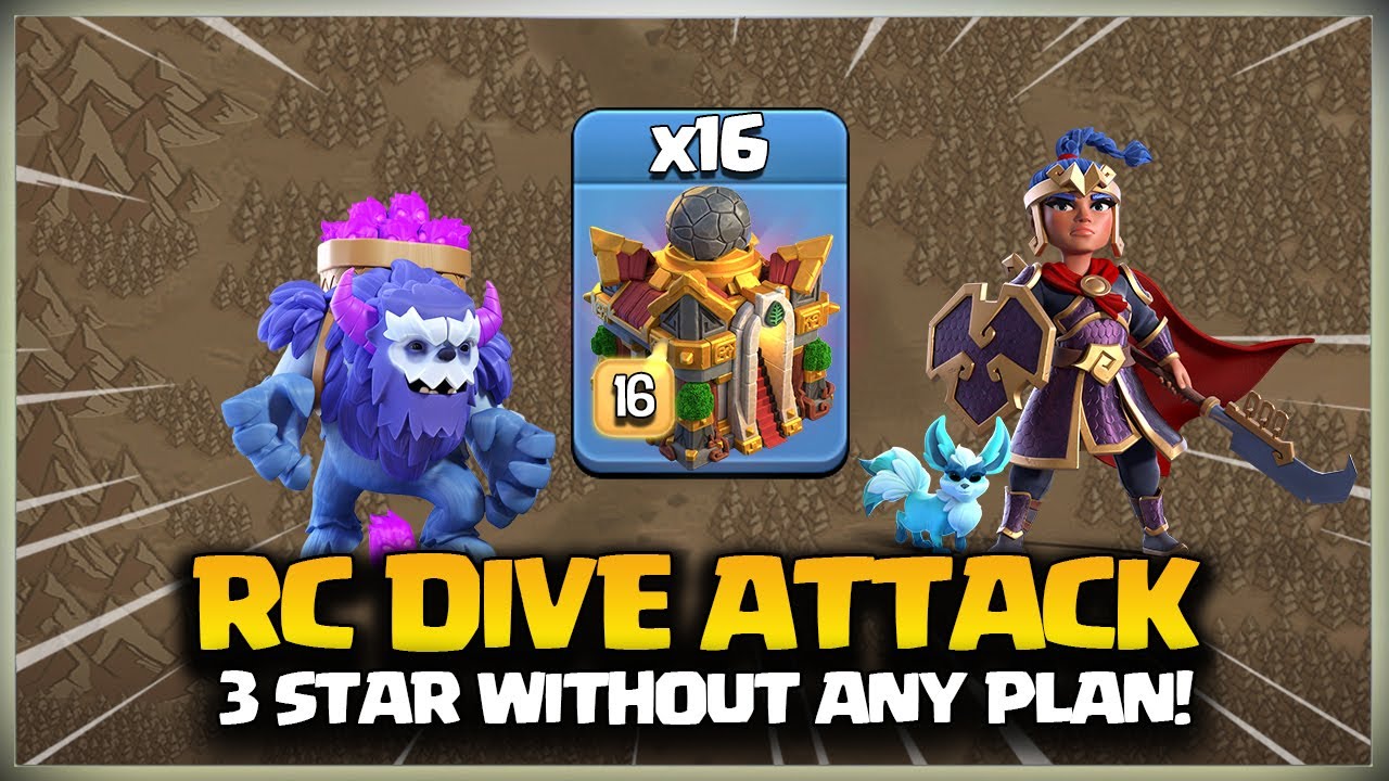 Th16 New Attack Strategy! Th16 Super Archer Yeti Attack with RC Dive clash of clans coc