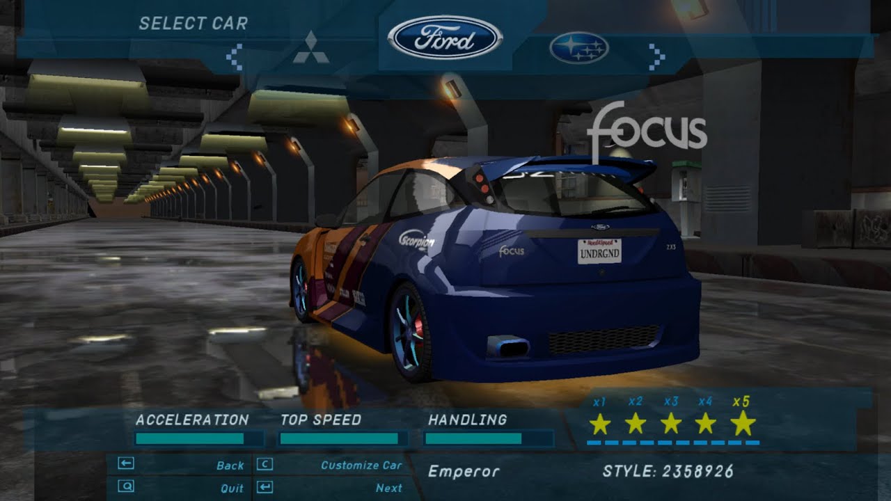 NFS Underground Definitive Edition | Ford Focus | Customization and Gameplay