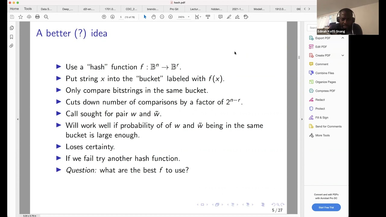 Locality preserving hash functions, a partial order and tiles in binary space