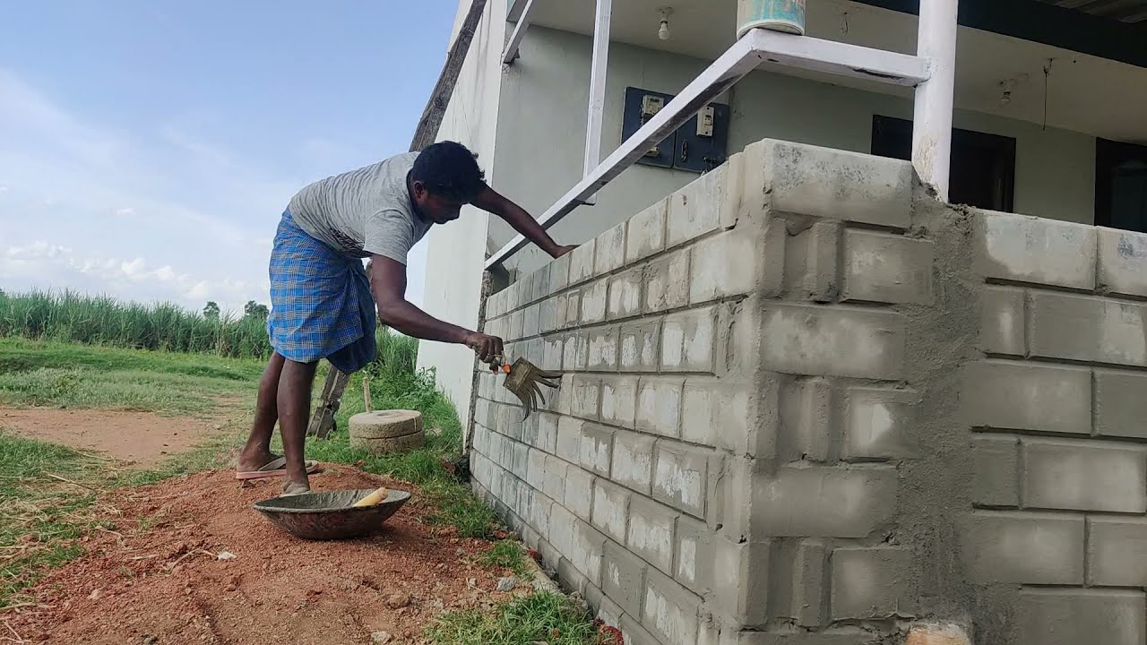 interlock brick compound wall work Using interlock brick|| Building strong