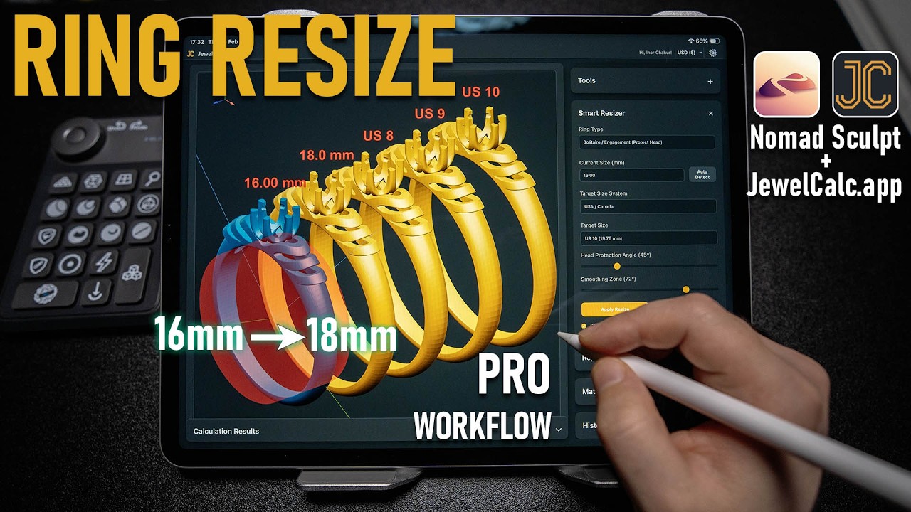 How to Resize 3D Rings on iPad: Nomad Sculpt & JewelCalc Workflow