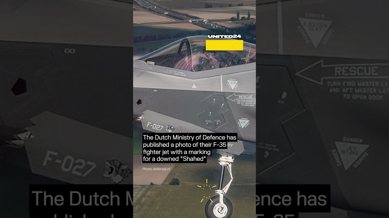 Dutch F-35 Fighter Jet With a Marking for a Downed Shahed Drone #warinukraine #aviation