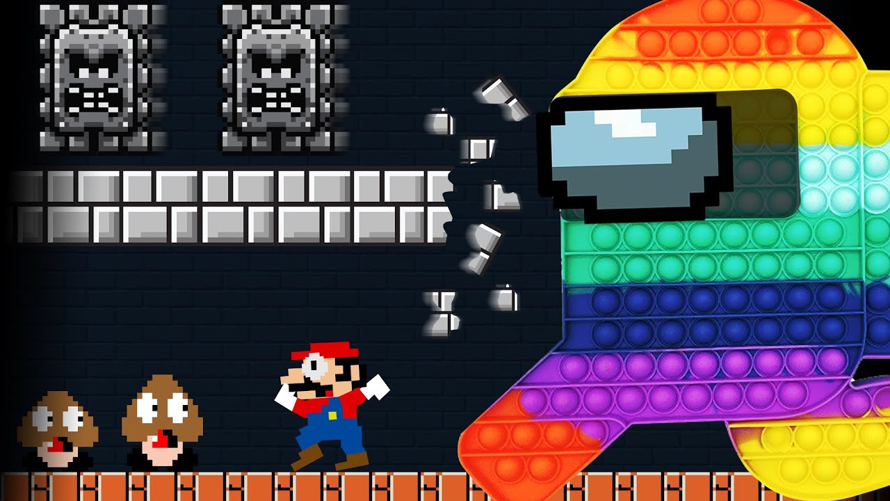 What if Mario Vs the Giant Among Us Pop It Maze | Game Animation