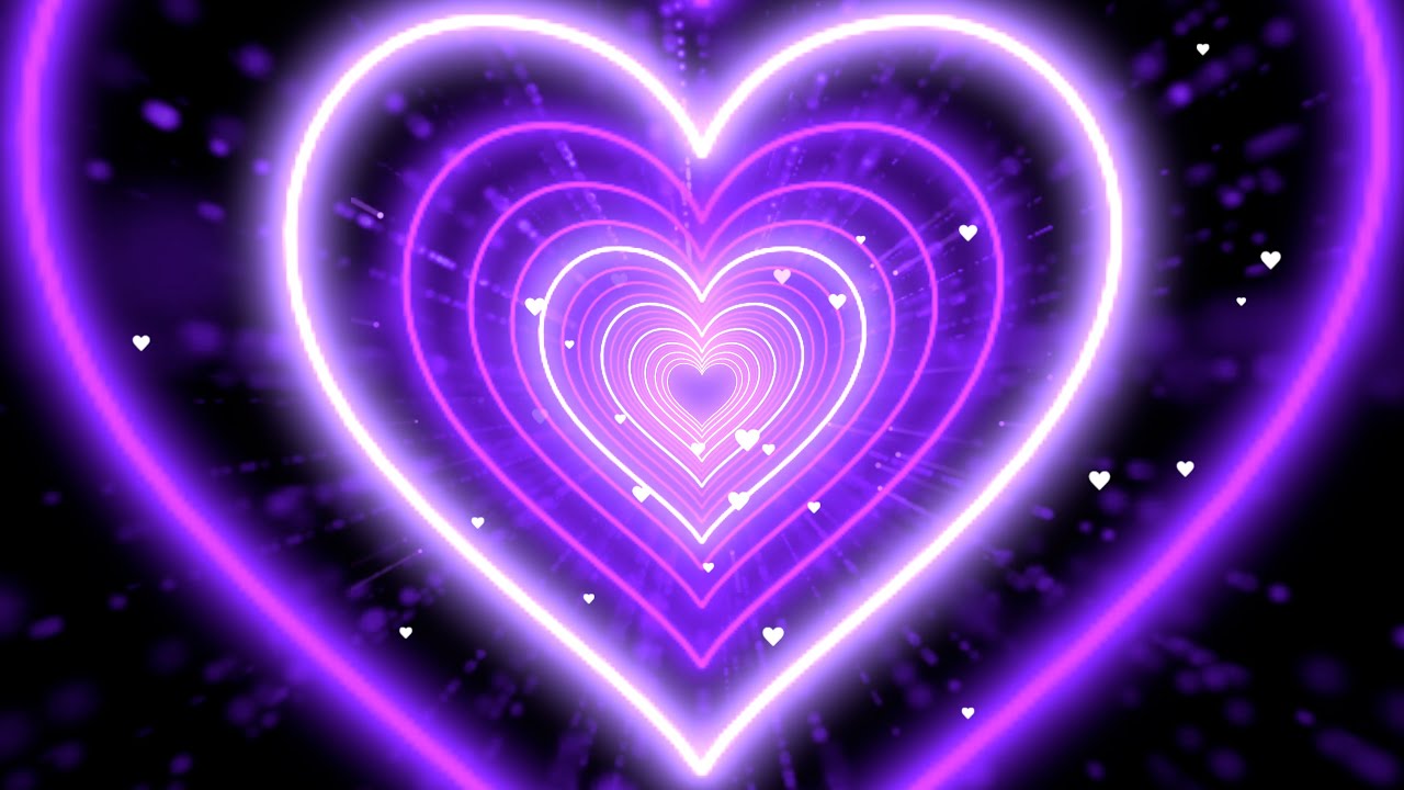 Purple Heart Animation 💜 Romantic Radiance  Heart Background Video Loop | Heart Tunnel Background