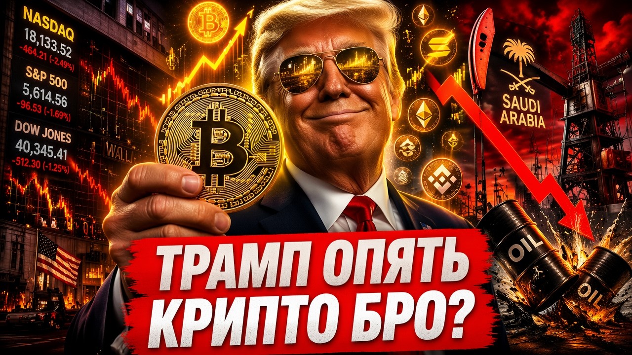 ТРАМП ОПЯТЬ КРИПТО БРО? БИТКОИН РЕАГИРУЕТ!! САУДАВСКАЯ АРАВИЯ РУШИТ ЦЕНЫ НА НЕФТЬ!!  ОБЗОР РЫНКА