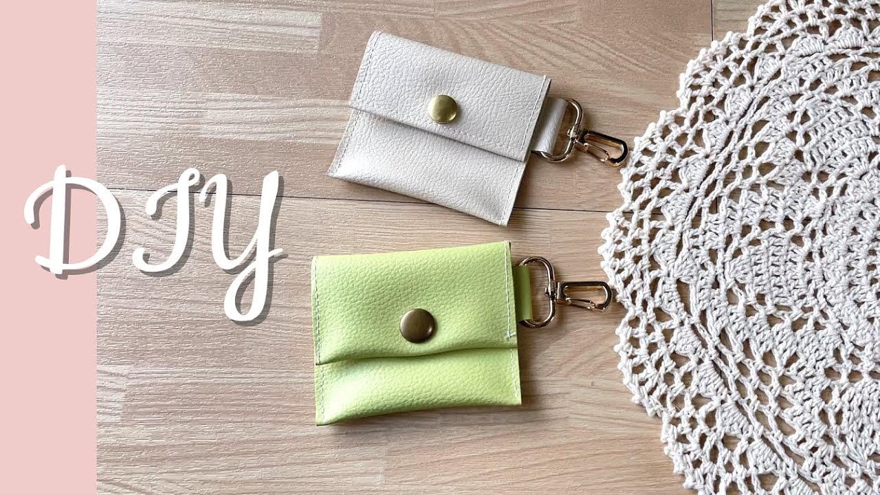 DIY☆小さなはぎれで作るミニコインケースの作り方/synthetic leather coin case