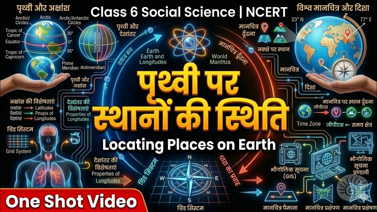 Class 6 Social science Chapter 1|पृथ्वी पर स्थानों की स्थिति |One Shot Video