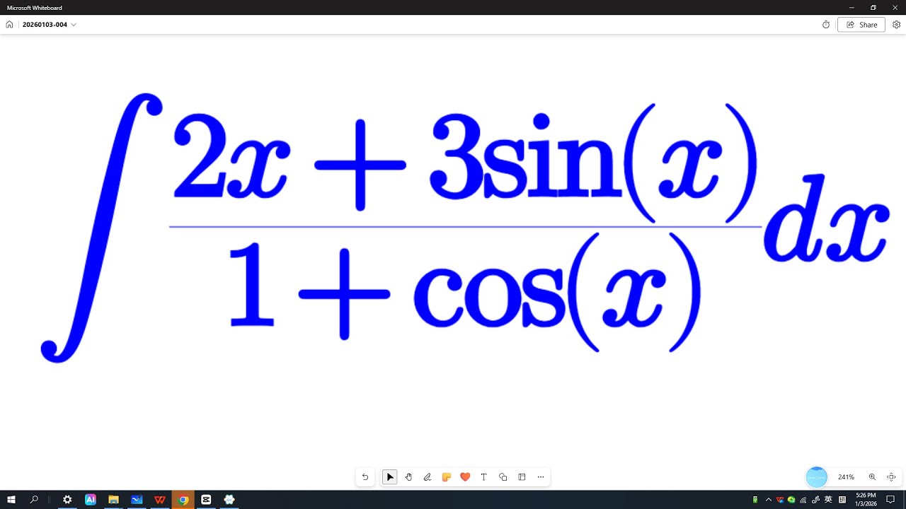 Integral of (2x+3sinx)/(1+cosx)