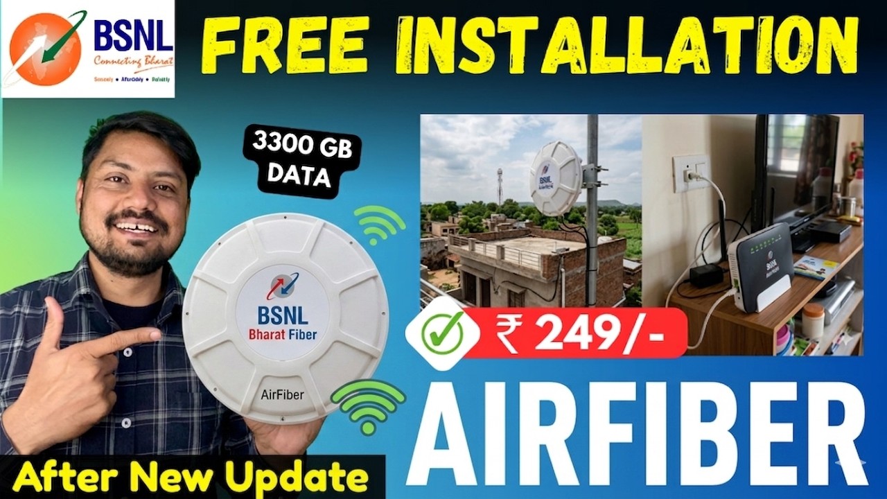 Finally Booked BSNL AirFiber ₹449 Plan 😍 100 Mbps + 400 TV Channels | Free Installation!