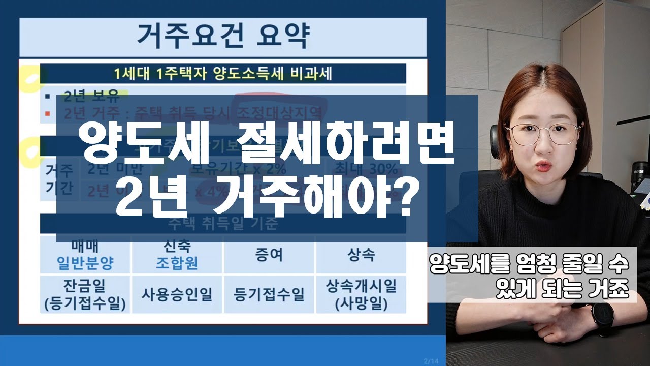 주택 양도세 비과세/절세 - 2년 거주해야 하는 경우