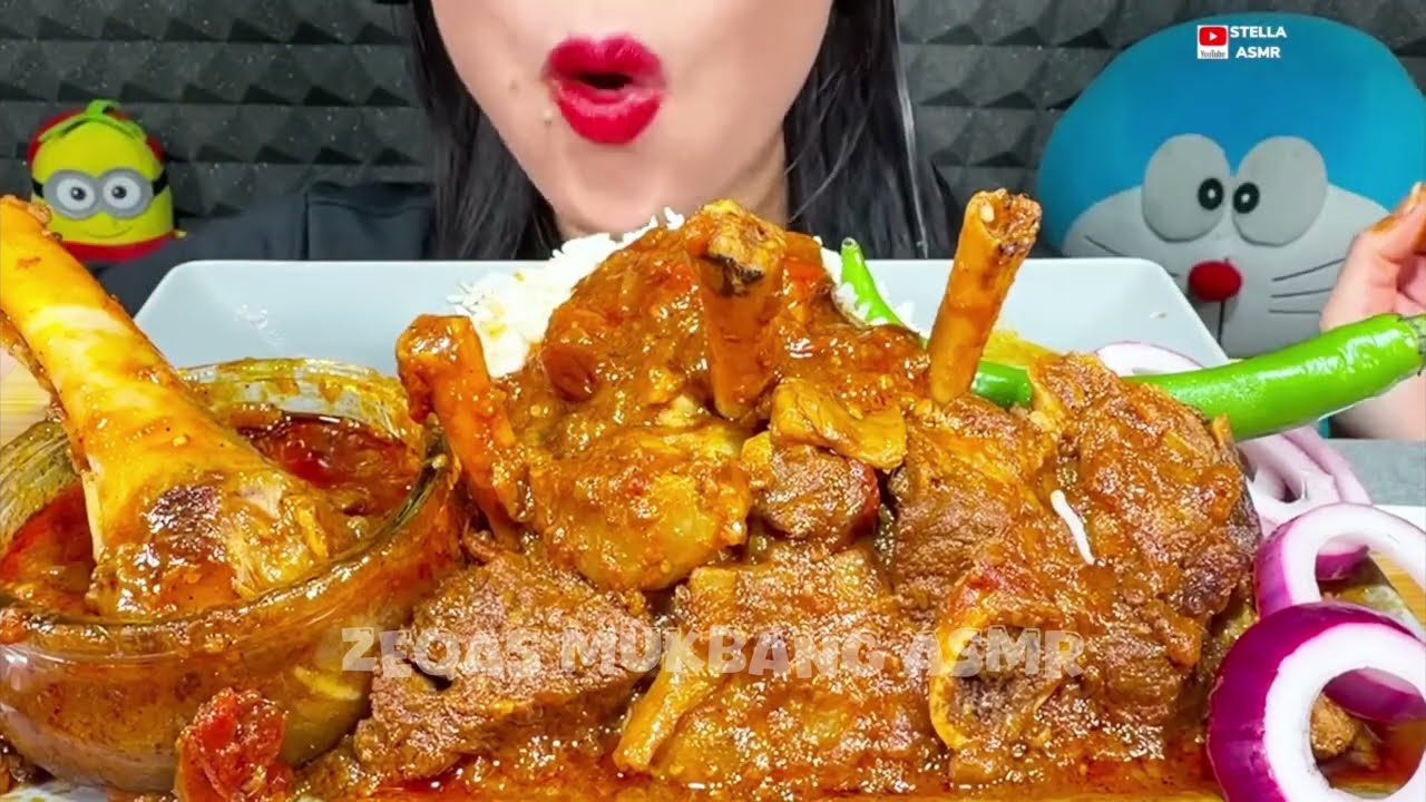 Eating Chicken Curry Mutton Curry Rice Eggs Curry Salad Chilly|#asmrsounds #eatingshow #mukbang