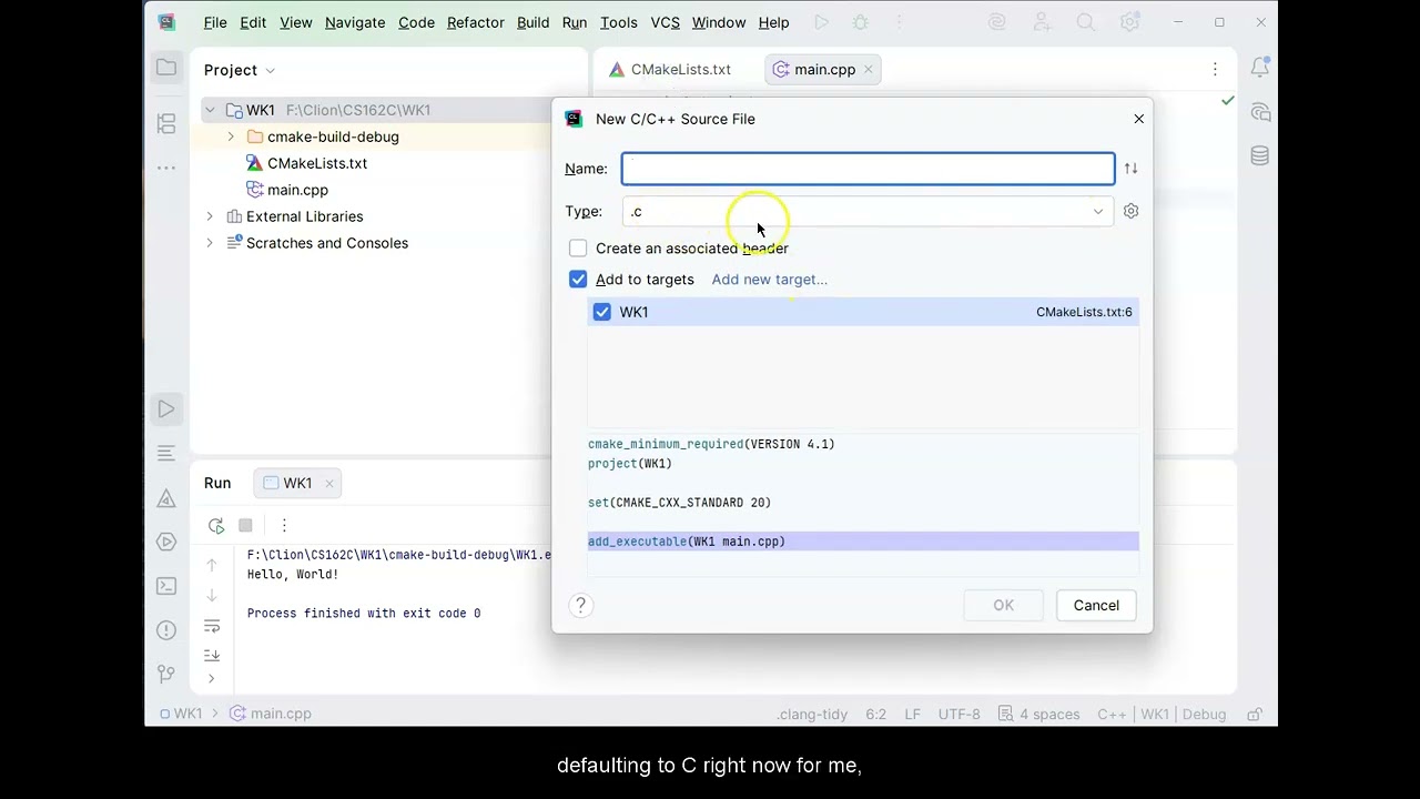 New CLion Projects in C++