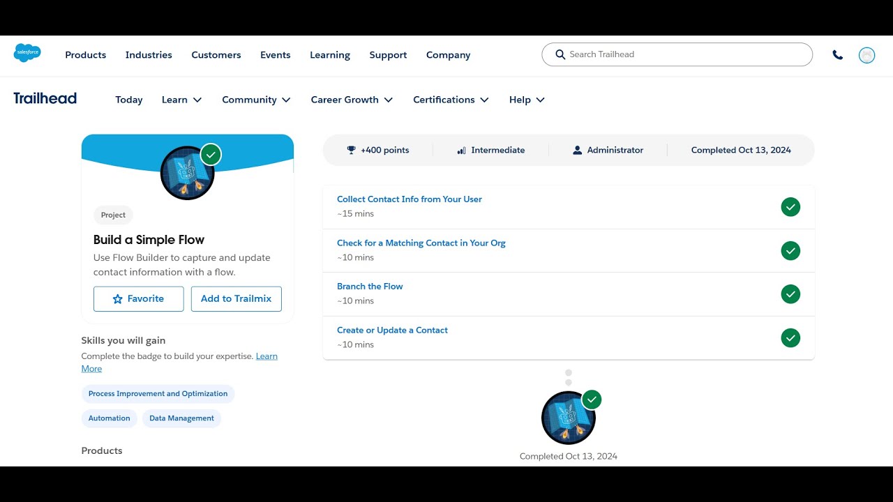 Collect Contact Info from Your User | Build a Simple Flow | Trailhead |  Salesforce | Internship