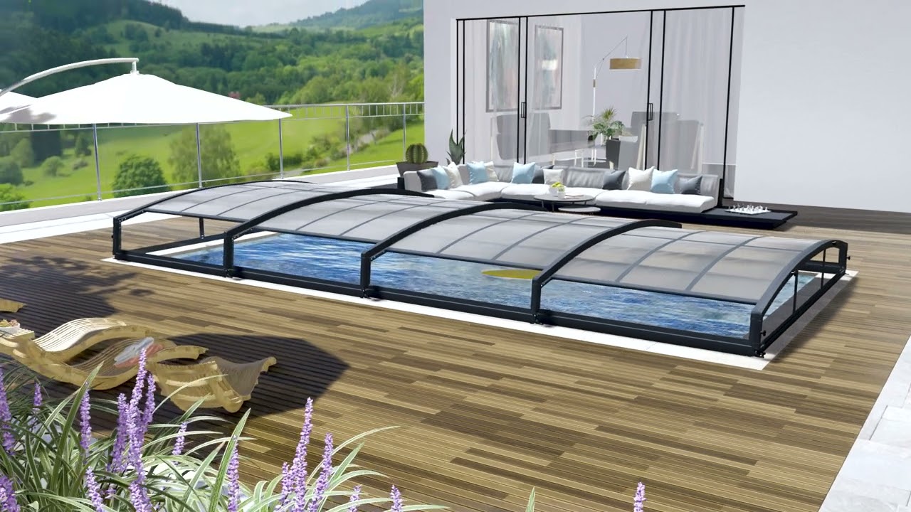 Abri de piscine t&eacute;lescopique MAJORCA 8x4m &ndash; Palram