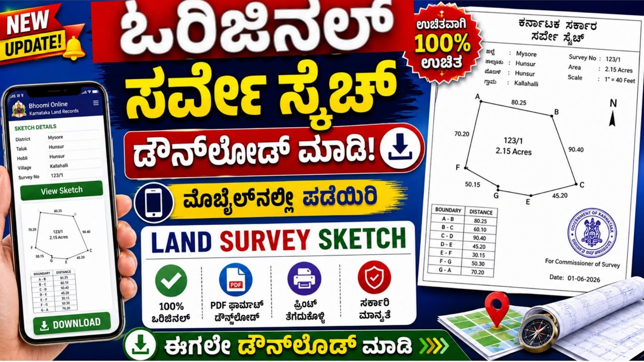 ಸರ್ವೇ ಸ್ಕೆಚ್ ಡೌನ್ಲೋಡ್ ಆನ್ಲೈನ್ FREE || Survey sketch download || survey sketch 