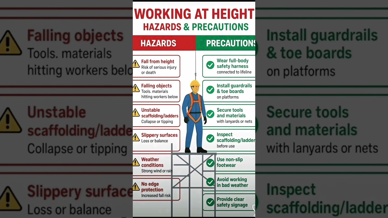 Working at Height Safety | Hazards & Precautions Explained | Safety Tips for Workers #heightsafety