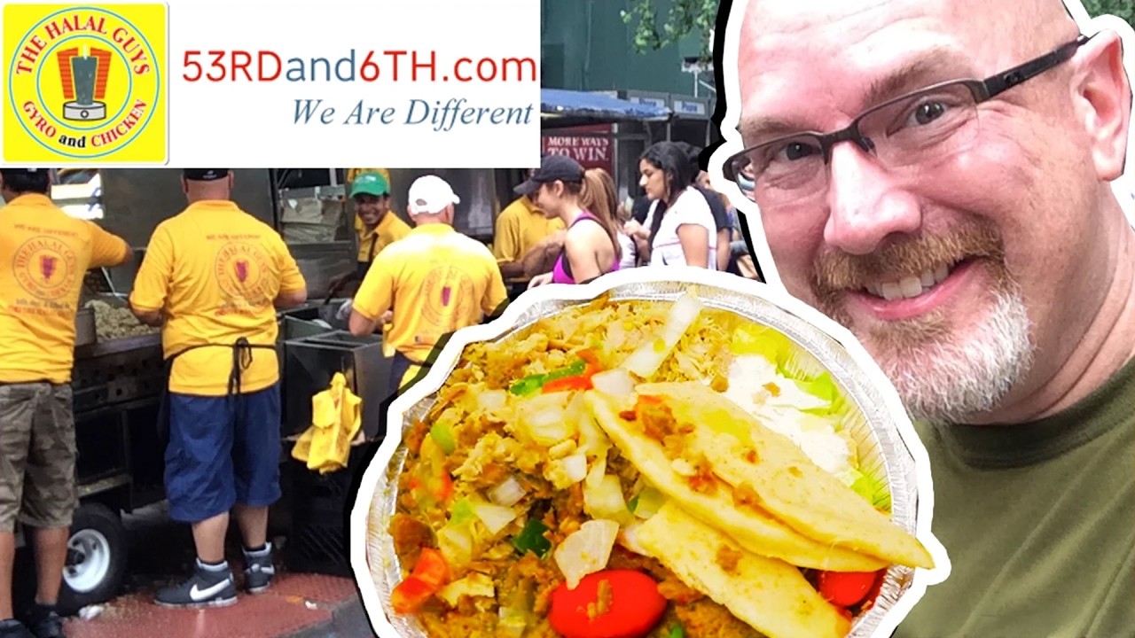 The Halal Guys ❤️ NYC Street Food ❤️ Review Lamb & Chicken Platter • New York City