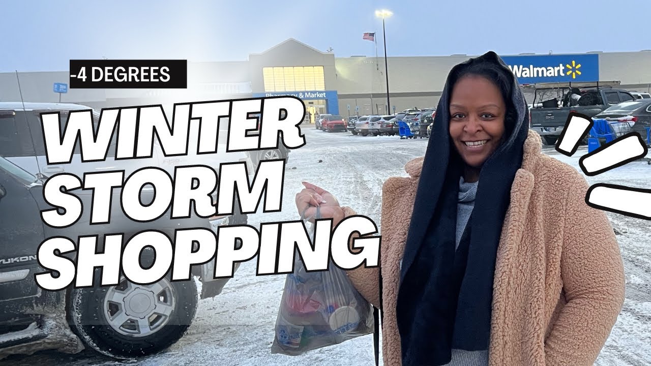 SHOP WITH ME during a storm at Walmart. Long Lines | Empty Shelves | Below Freezing | Christmas Vlog