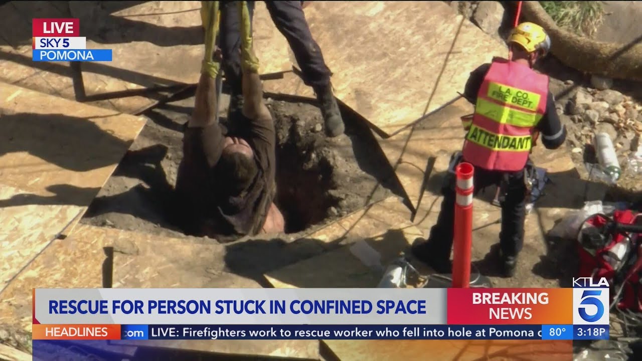 Firefighters rescue man who fell into hole at Pomona construction site
