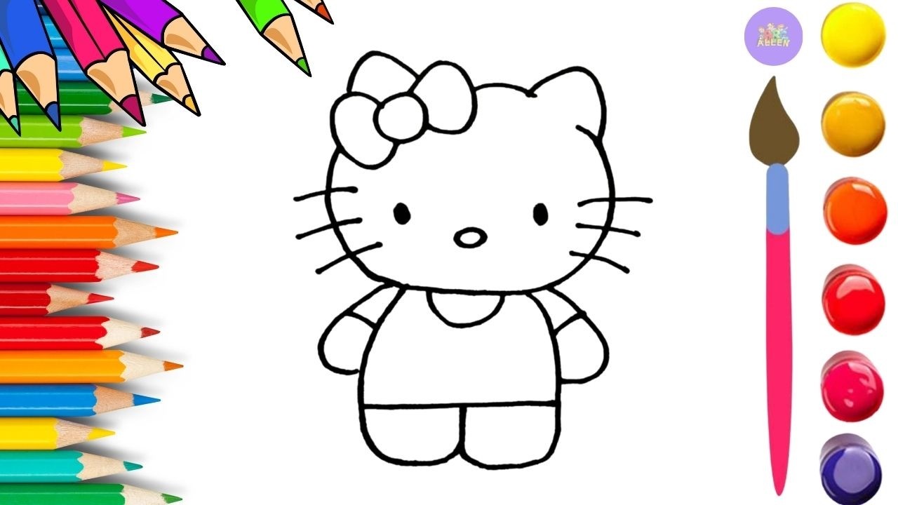How To Draw cute Kitty Drawing, Painting & Coloring For Kids and Toddlers_🌈🎨