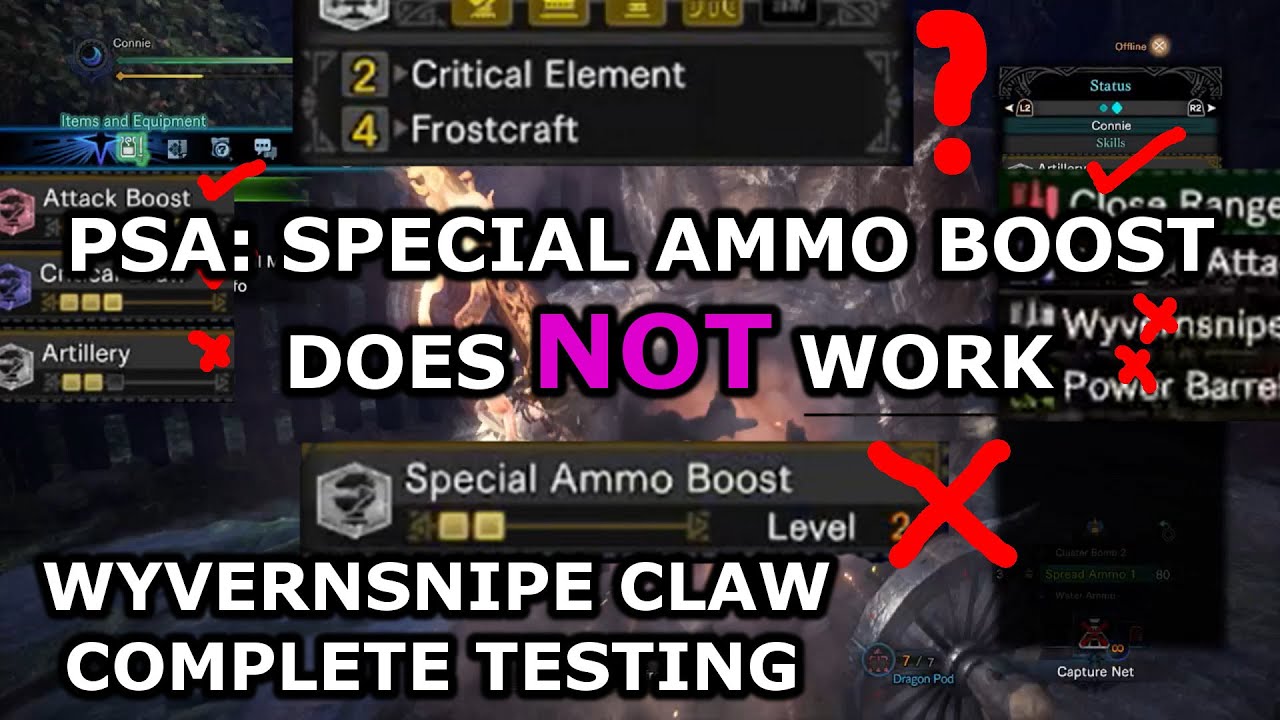 MHW A Comprehensive Testing of the Wyvernsnipe Claw Attack - What Skills Stack with It? (Iceborne)