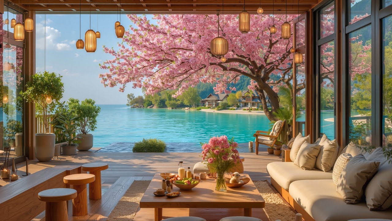 Refreshing Spring Morning Jazz - Beautiful Lake View with Calm Nature Ambience for Relaxation