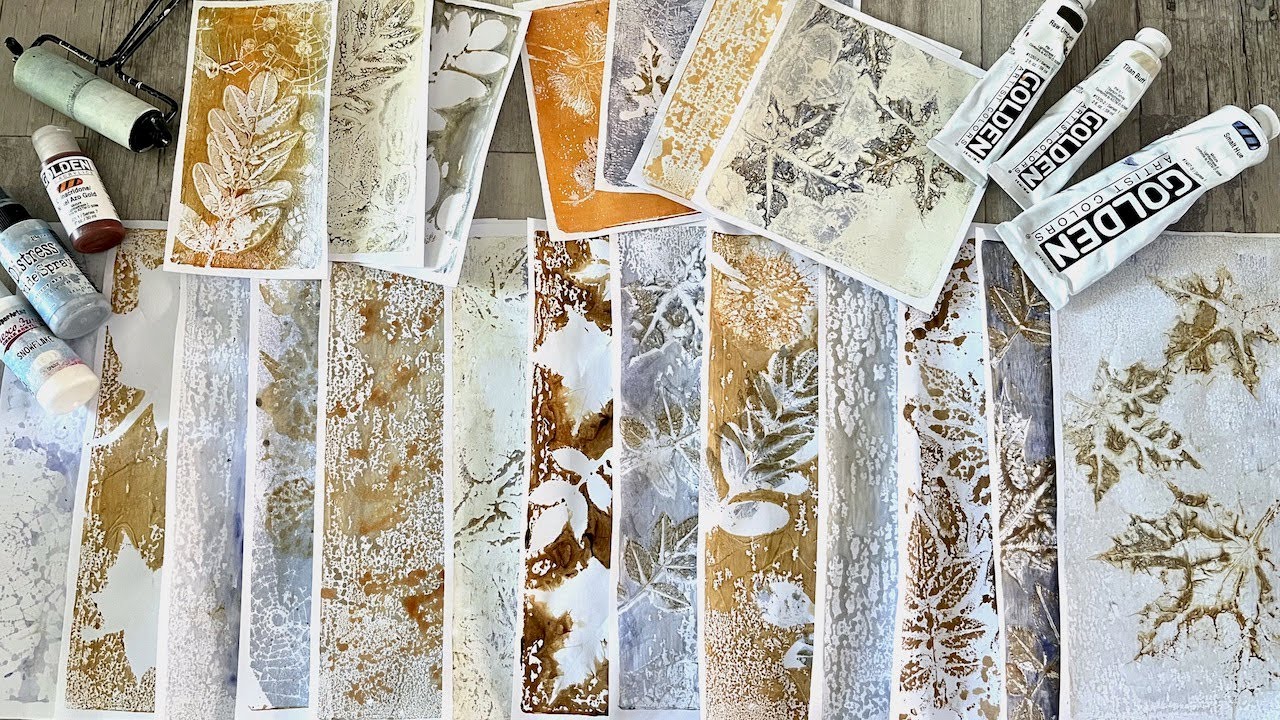 A few (more) minutes of fun with autumn leaf gel prints