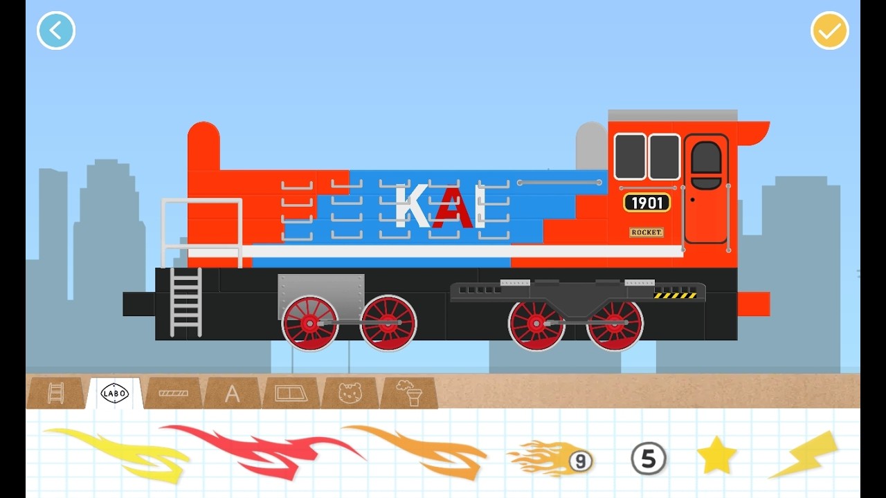 Lokomotif D301 44 Red and Blue - Labo Brick Train
