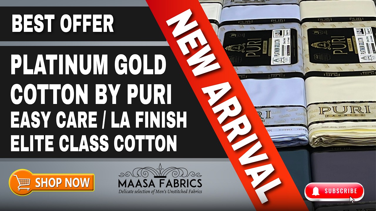 Platinum Gold Cotton By Puri Fabrics | Easy Care / La Finish Supima Cotton Fabric For Summer Season