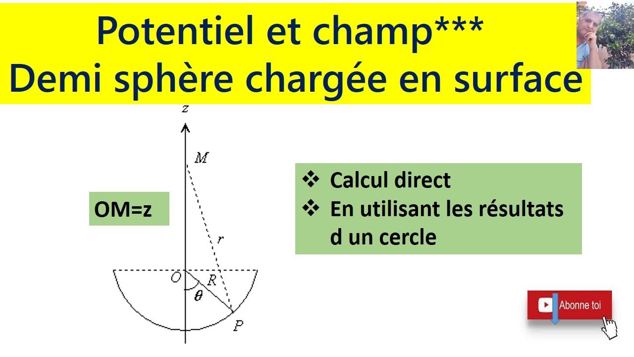 potentiel et champ crée par une demi sphère en un point de son axe